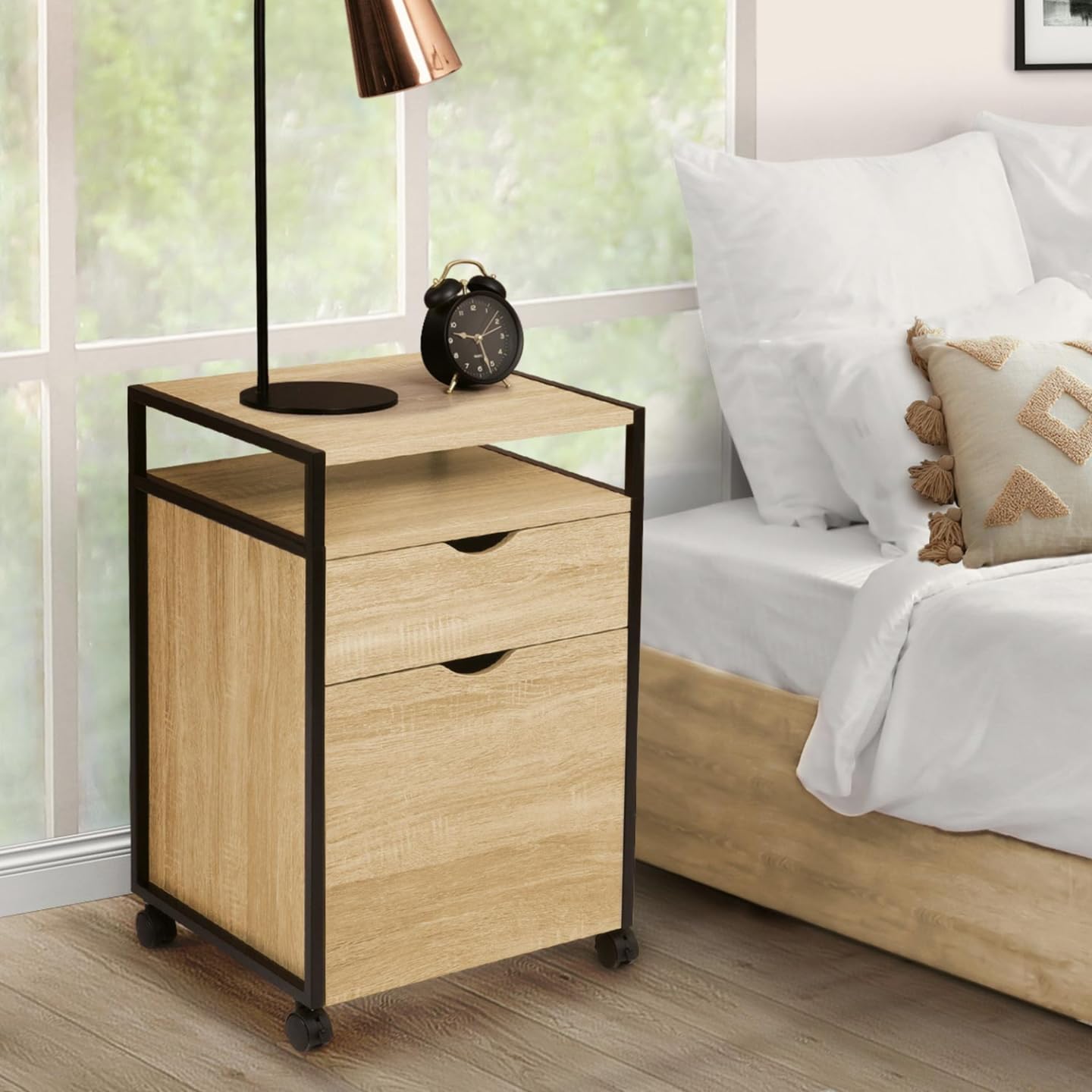 IDMarket - Caisson de Bureau Support imprimante Detroit 2 tiroirs Design Industriel