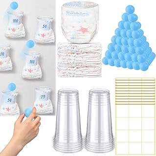 60 Pcs Funny Baby Shower Diaper Games Activities Kits Without Board Hilarious Gender Reveal Diaper Games Prizes Accessories for Boys Girls Women Men(Blue)