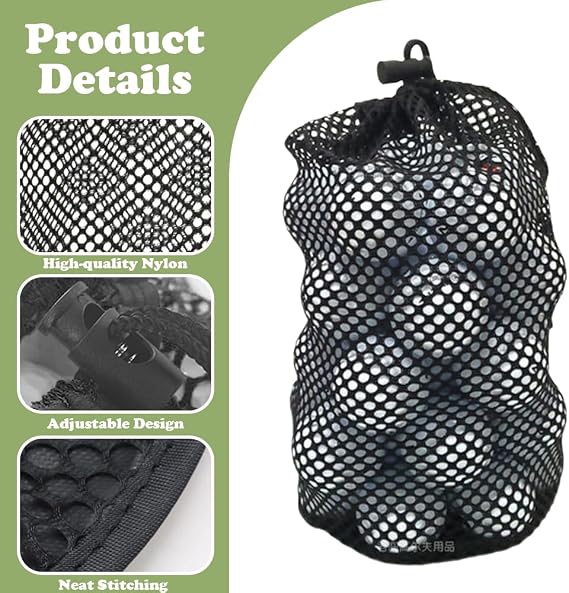 Large Capacity Golf Ball Bag, GolfBalls Storage Net Bag with Drawstring Tote Handle, Portable Sack for Golf Courses, Training, Fitness Clubs & Outdoor Use