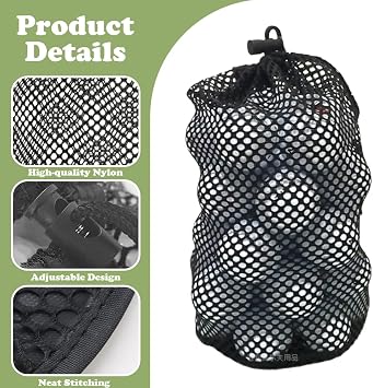 Large Capacity Golf Ball Bag, GolfBalls Storage Net Bag with Drawstring Tote Handle, Portable Sack for Golf Courses, Training, Fitness Clubs & Outdoor Use