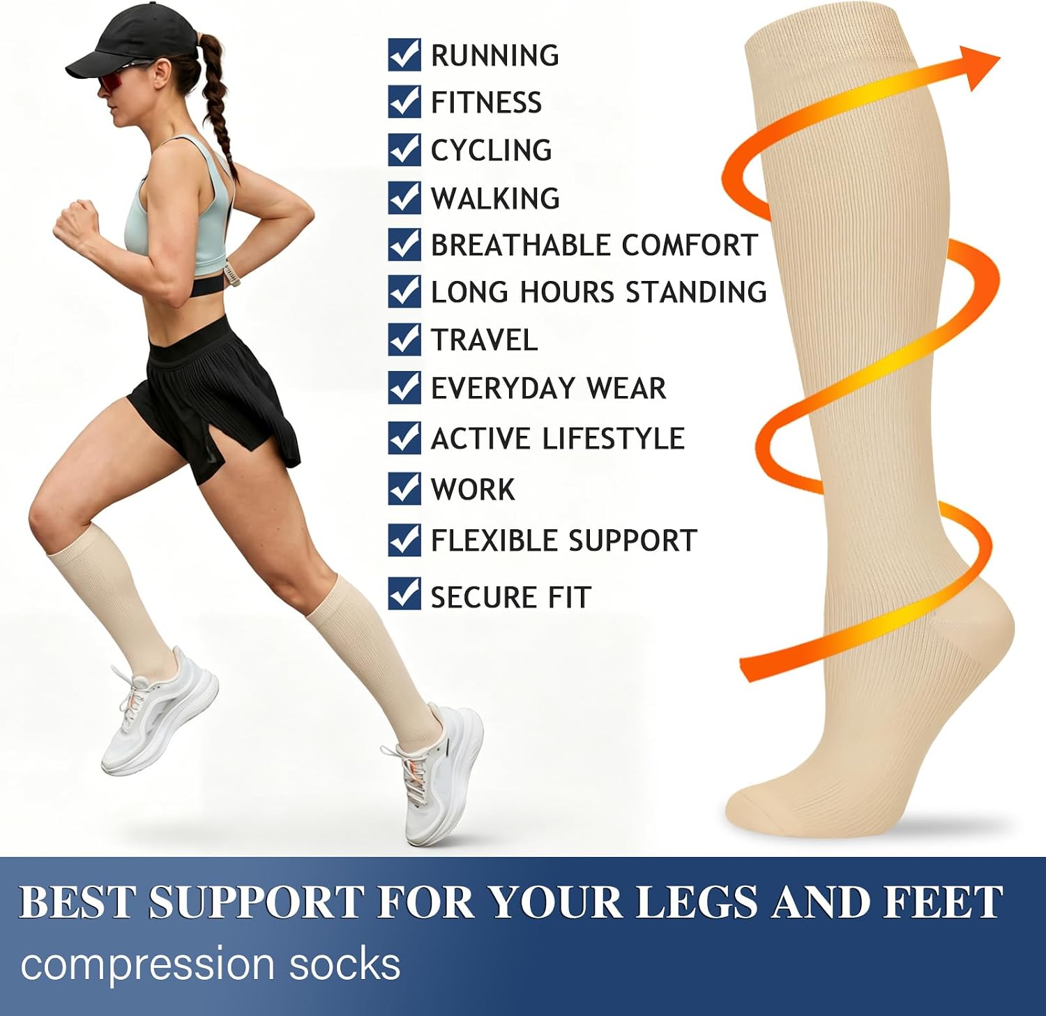 Sooverki Compression Socks for Women and Men Circulation (3/4 Pairs) is Best Support for Running Athletic Cycling Hiking