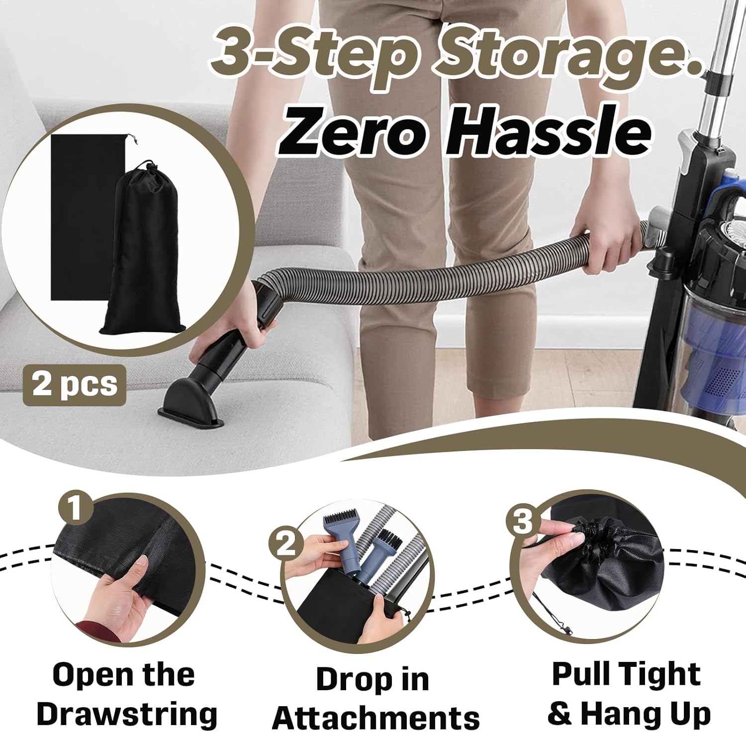 2-Pack Storage Bag Compatible with Most Vacuum Model,12.6 x 27.6 Inch Vacuum Cleaner Storage Bags Accessories Bag Replace XBG340