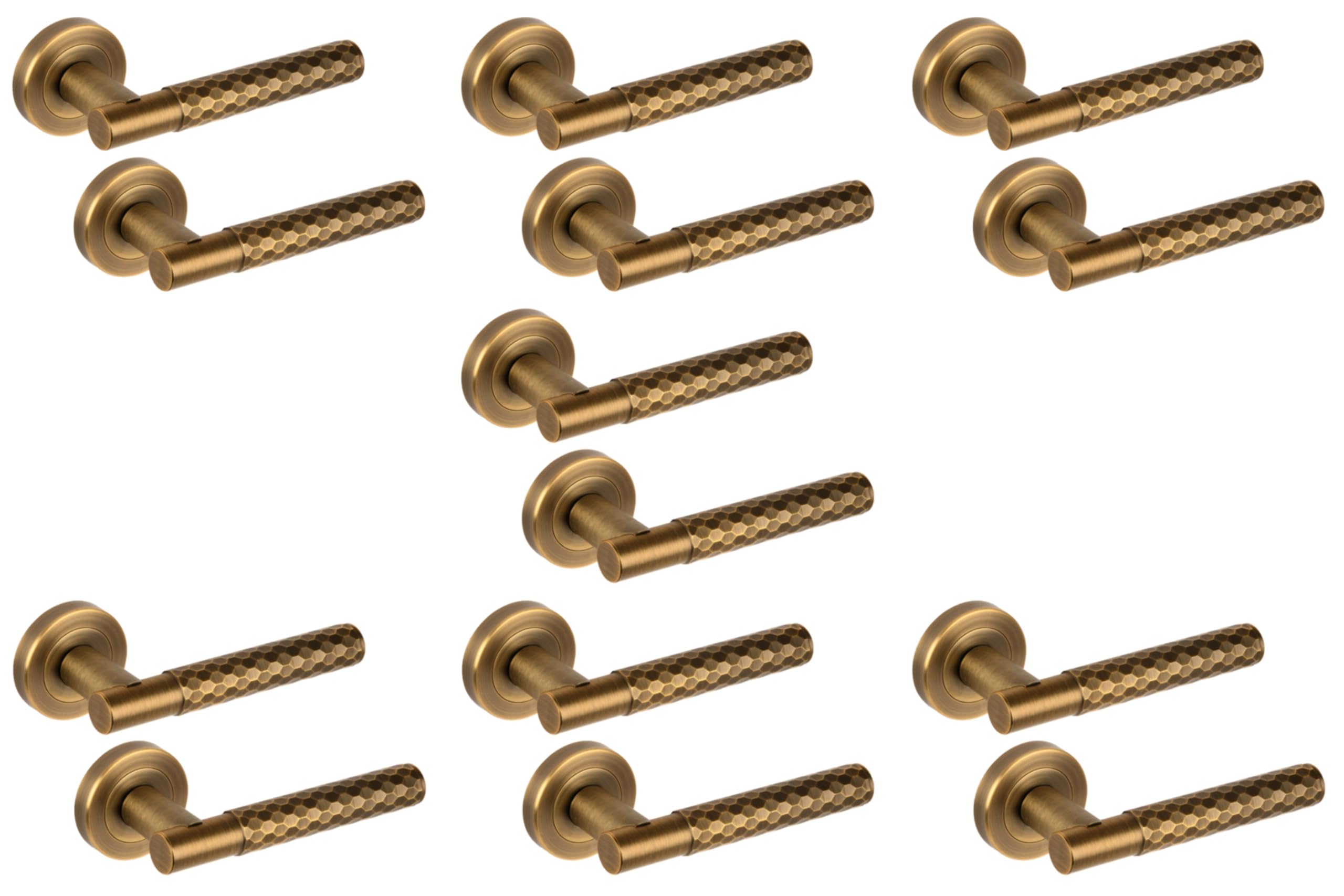 Hunta Matt Bronze Handlezone® 7 Sets Roca Diamond Cut Knurled Lever On Round Rose Door Handles, Internal Passage Latch Handles