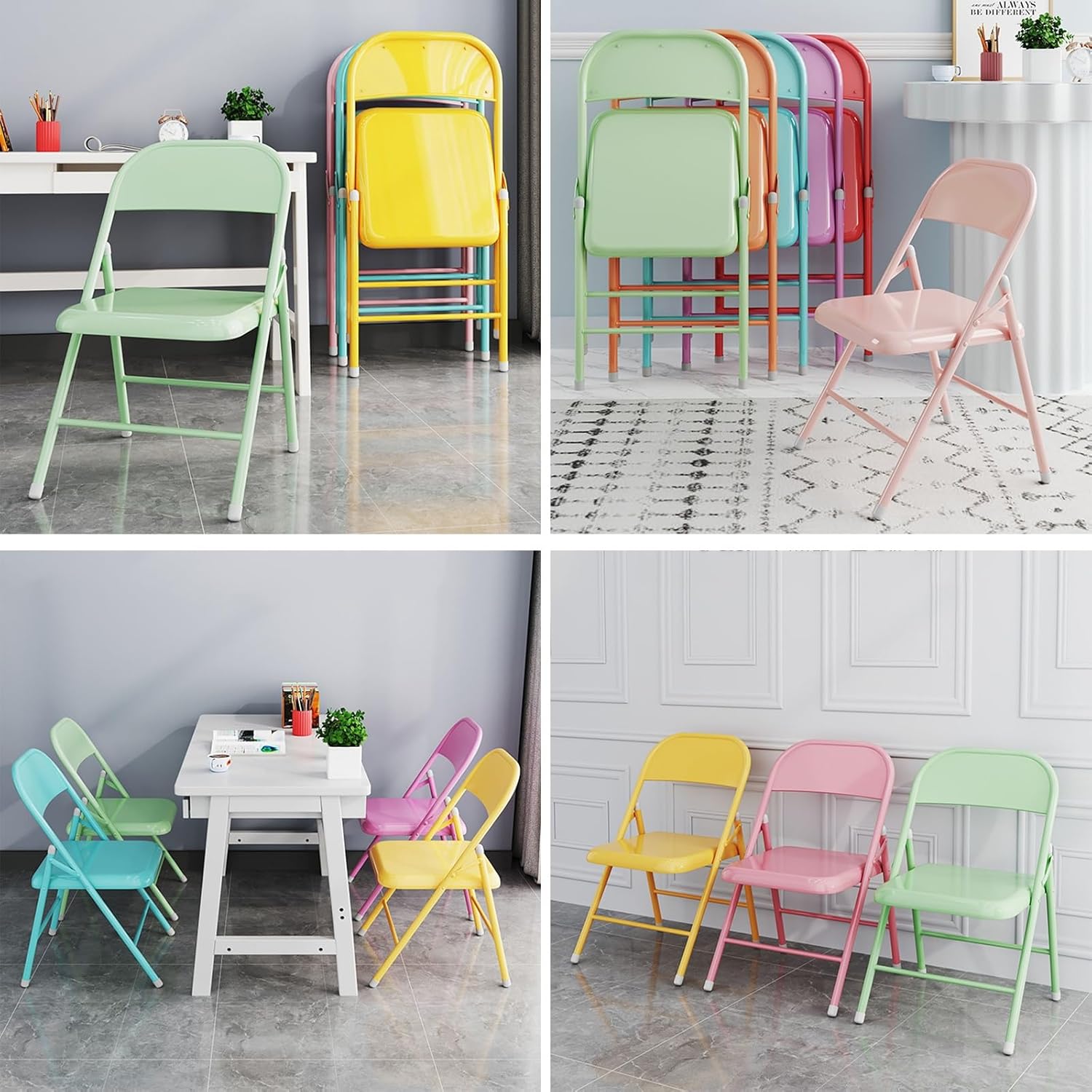 Folding Upholstered Office Reception Chair Foldable Easy to Store 18.5 x 18.1 30.7 cm (Color : Pink) (Orange)