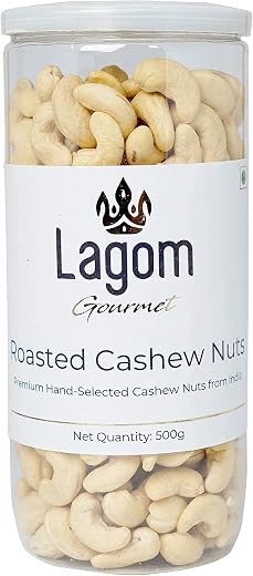 Lagom Roasted Salted Cashew Nuts 500g | Lightly Salted Kaju, Dry Roasted | Small Batch Roasted, Crunchy &amp; Flavorful | No P...