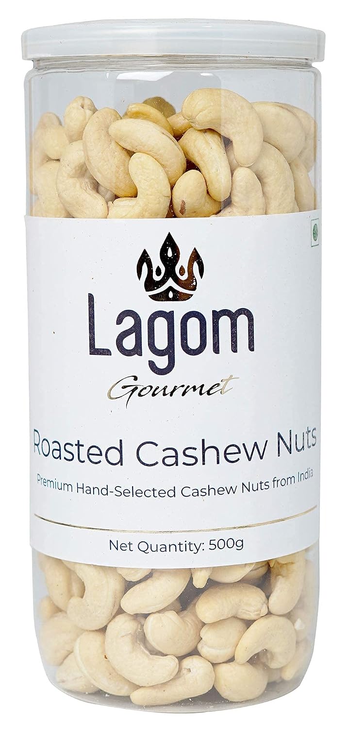 Lagom Roasted Salted Cashew Nuts 500g | Lightly Salted Kaju, Dry Roasted | Small Batch Roasted, Crunchy & Flavorful | No P...
