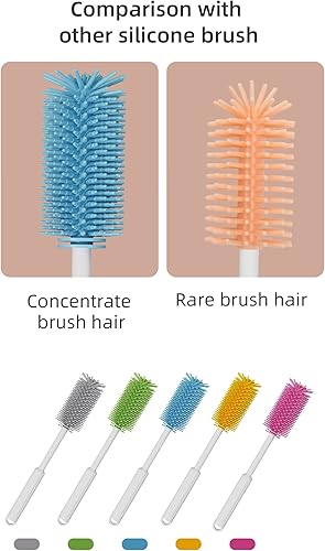 Miniatura 9 de Baby Bottle Brush Bib co. Limpiador de cepillo de botella ajustable, ajusta más de 10 niveles diferentes, cabezal de cepillo extraíble (rosa), con