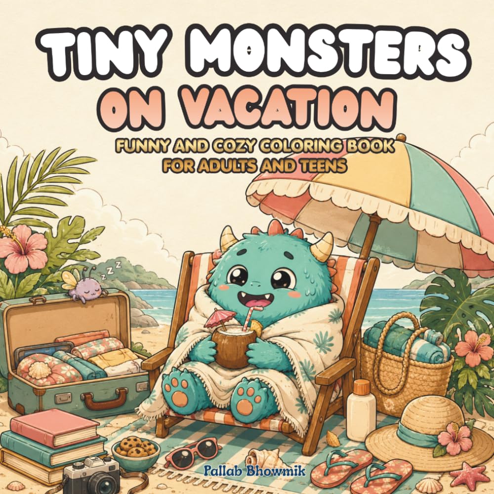 Tiny Monsters on Vacation: Funny and Cozy Coloring Book for Adults and Teens (Tiny Monsters Coloring Books)