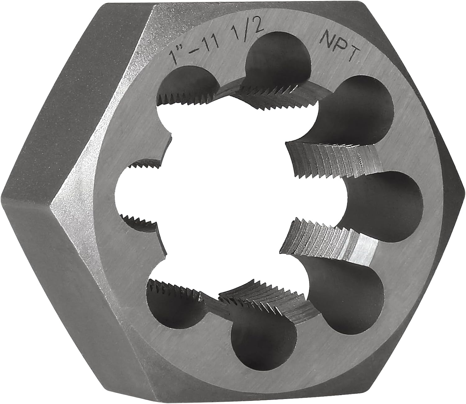 NPT Pipe Die, Industrial-Grade High Carbon Steel Rethreading Hex Die, Right Hand (1-1/2"-11 1/2)