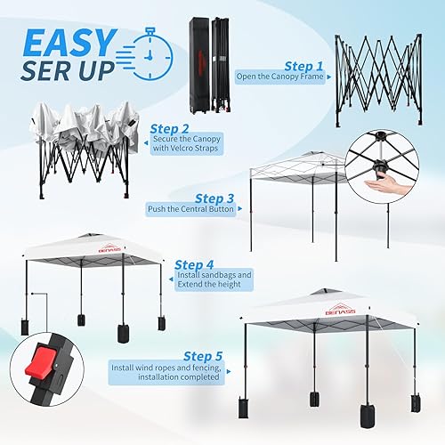 Miniatura 4 de Toldo desplegable de 10 x 10 pies, tienda de campaña fácil de montar, tiendas de campaña resistentes para fiestas, tienda de campaña para eventos
