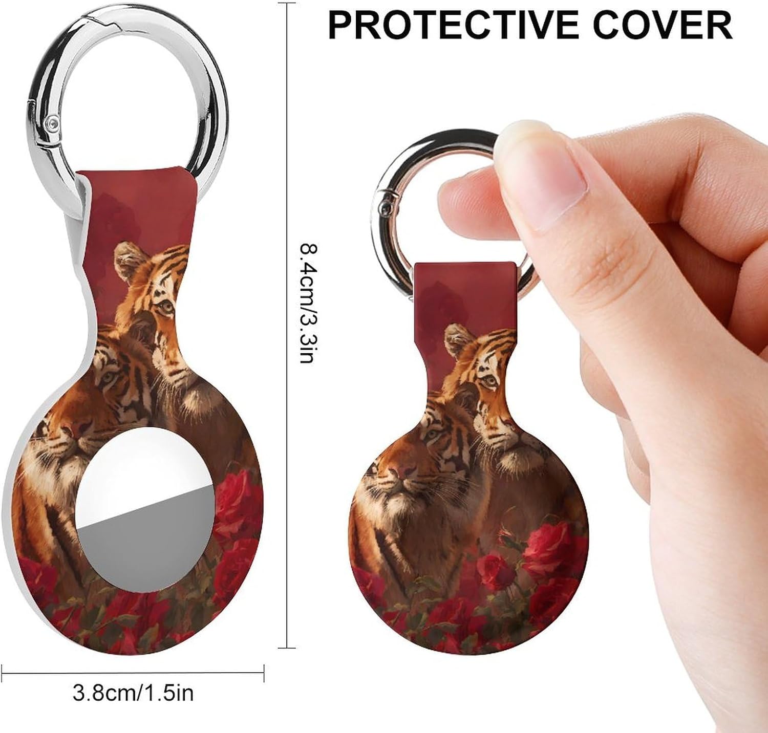 Tiger and Rose Funny Cover Compatible with AirTag | Protective Case GPS Tracker Holder for Wallet Luggage Pets