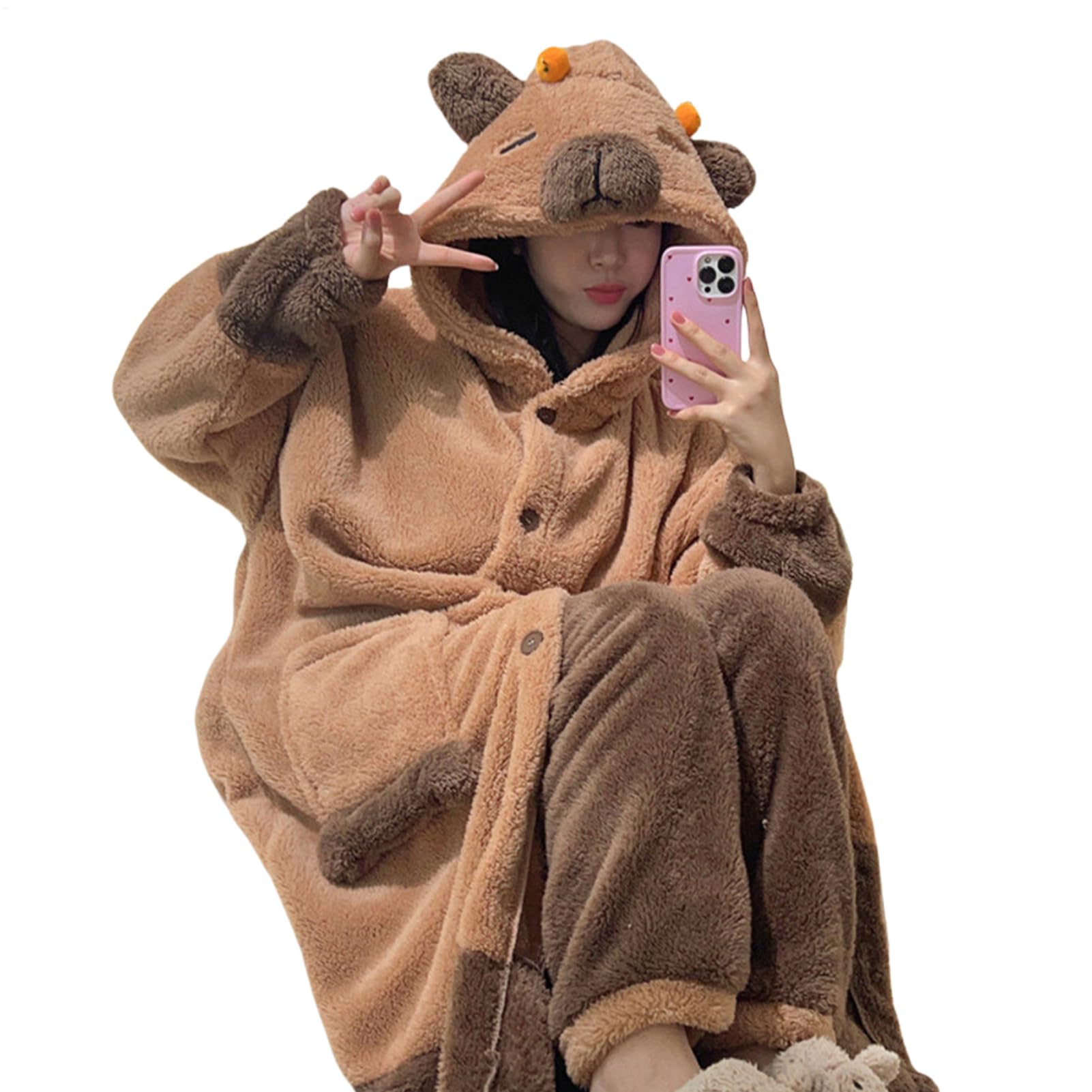 Capybara-pannolino pigiami - muta morbida a salto in un unico pezzo | Costume carino halloween, tuta, tute unisex in peluche per cosplay adulto