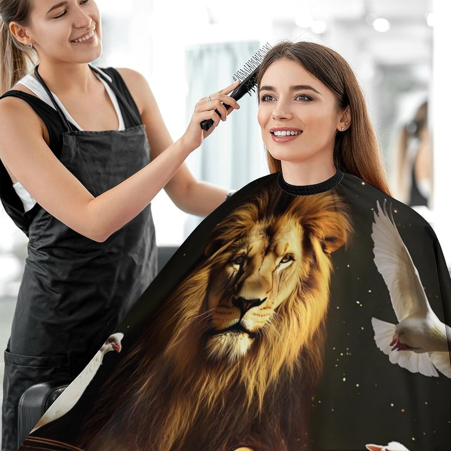 Christian Lion Sheep Dove Barber Cape Professional Hair Cutting Apron Hairdresser Cape for Men Women