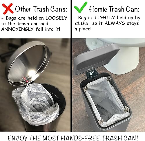 Miniatura 5 de Homie Cierre Suave, Cubo de Basura Delgado de 1.6 Galones con Forro Antideslizante y Tapa, Úselo como Mini Papelera de Basura, Papelera de Polvo