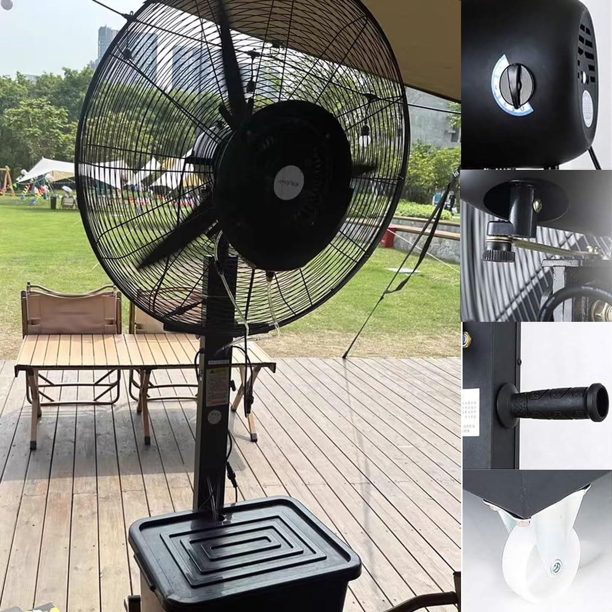 26/30 Inch Pedestal Oscillating Misting Fans, Outdoor High Velocity Cooling Standing Fans with 42L/11 Gallon Water Tank, Standing Cooling Spray Fan for Summer Heat Relief(650mm/26in)
