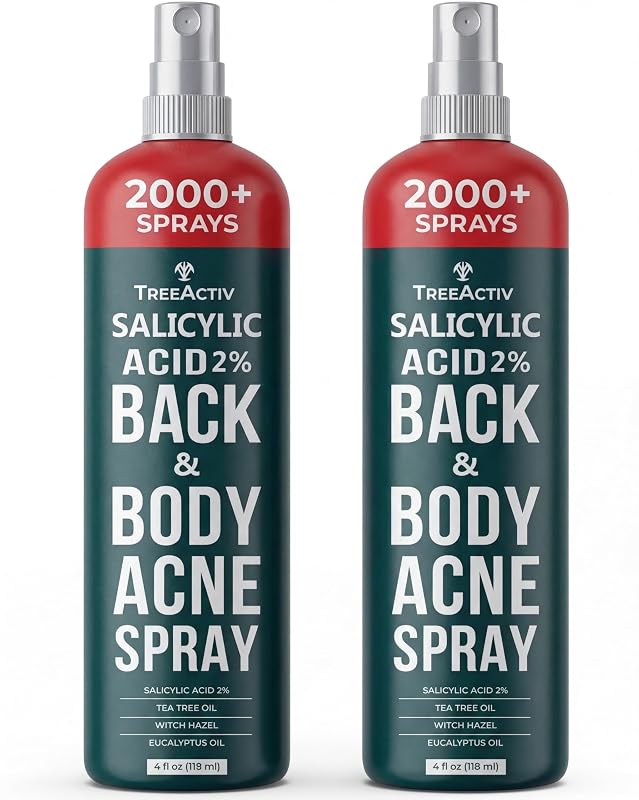 TreeActiv Spray Corporal com Ácido Salicílico, Névoa Fina, Chá de Melaleuca e Eucalipto, 2 Frascos de 120 mL
