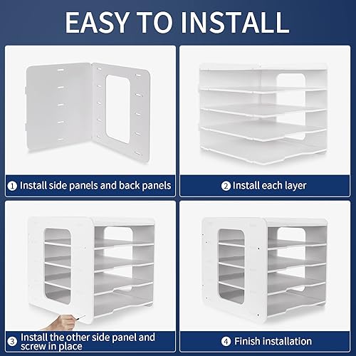 Vista 7 de Bandeja organizadora de papel para cartas, organizador de documentos de escritorio, bandejas de archivo de papel A4 para el hogar, oficina, escuela