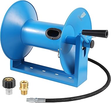 RIDGE WASHER Pressure Washer Hose Reel 180FT, Mounted Heavy Duty High Power Washer Hose Reel, 4000 PSI Manual Crank Hoses Reel, 3/8 Whip Hose