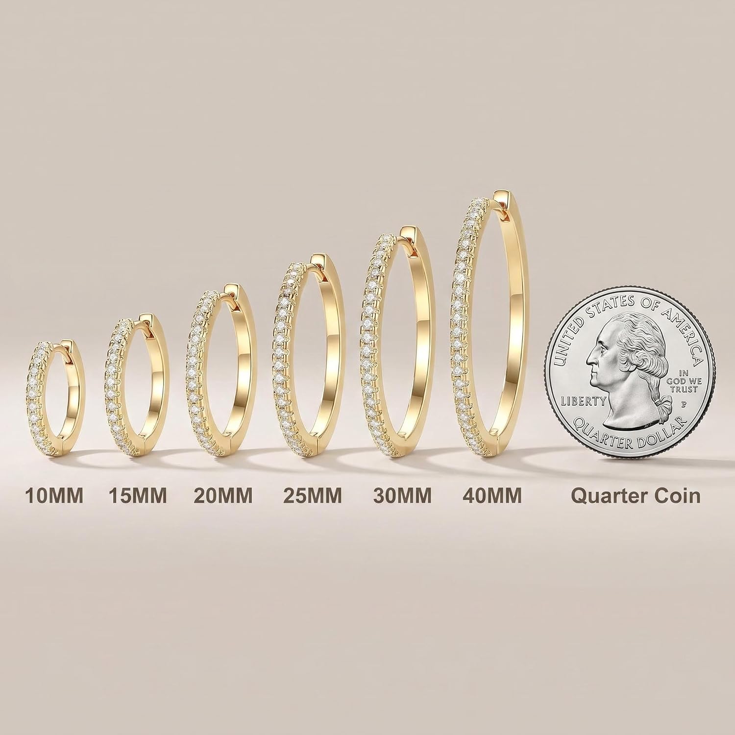 14K Gold Hoop Earrings for Women Gold Huggie Earrings with Round Cubic Zirconia Hypoallergenic 14K Gold Earring for Everyday Wear