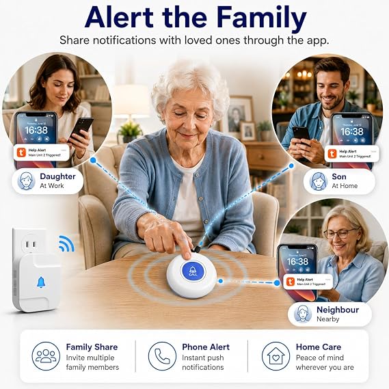 CallToU WiFi Personal Alarms for Elderly with Instant Phone Alerts