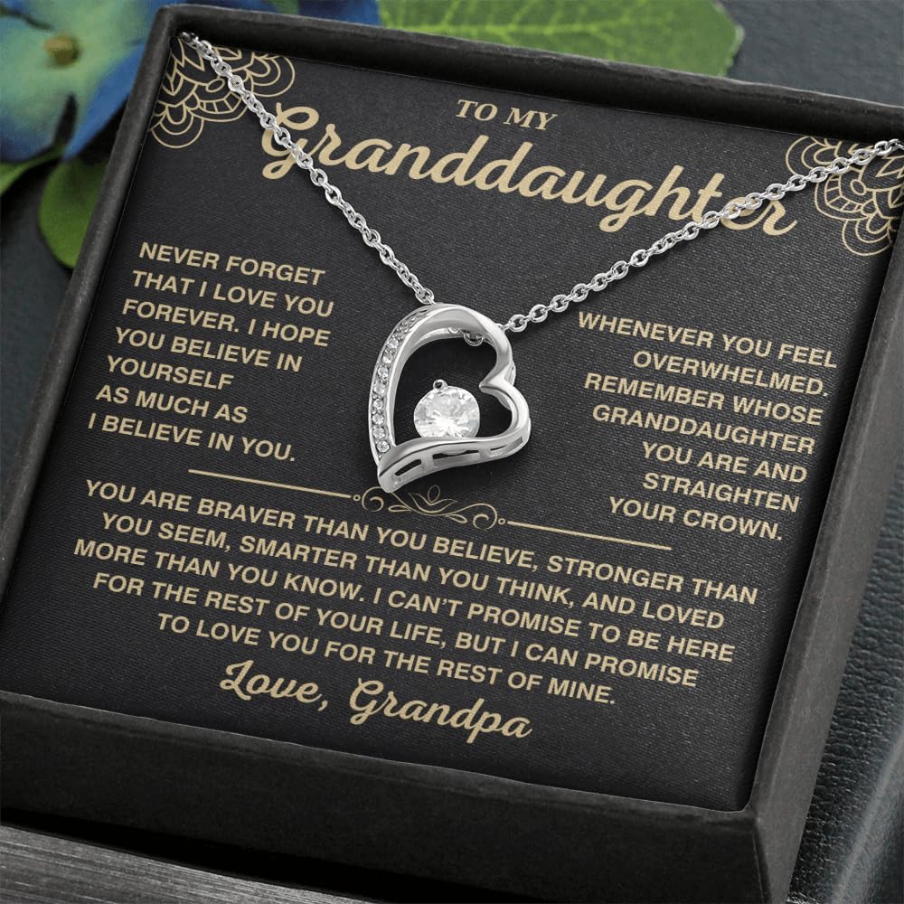 To My Granddaughter Necklace From Grandma Grandpa, Personalized Granddaughter Necklaces From Grandmother Grandfather, Jewelry Nana Papa Gifts for Graduation Birthday Christmas