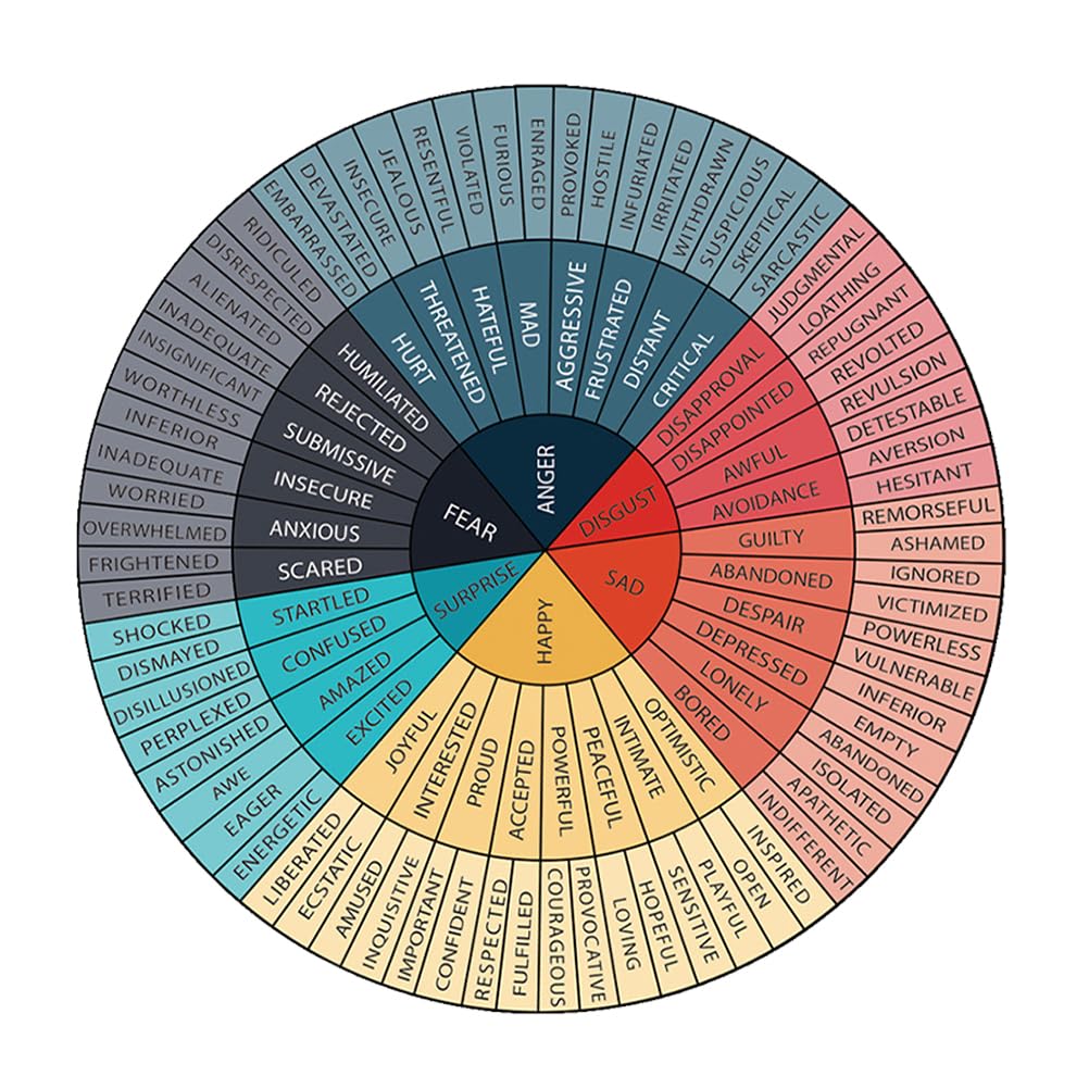 SOLUSTRE Feelings Wheel Colorful Emotions Wheel 7inch Self Adhesive ...