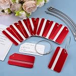 WANDIC Luggage Tag, 10pcs Red Aluminum Alloy Travel Bag Tags with Name Id Card, Metal Baggage Suitcases Labels with Key Ring for Travel Business
