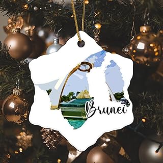 Christmas Ornaments 2023 Brunei Christmas Ornaments Travel City World Poster Multicolor Christmas Tree Ornament Architecture Map Building Art Scenic' Collectible Gift for Indoor Home Decor Ceramic