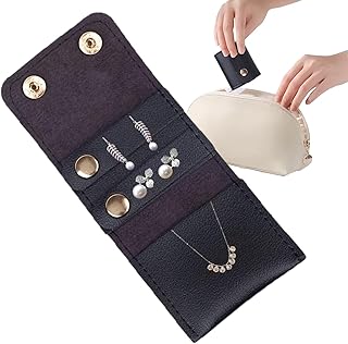 旅行携帯用 ジュエリー ロール式 整理 オーガナイザー ケース - ロールアップ ポータブル ミニ ボックス バックル 付き | 折り畳み 式 ジュエリー オーガナイザー 旅行 用 | ネックレス イヤリング ブローチ クローゼット 引き出し ポケット 用