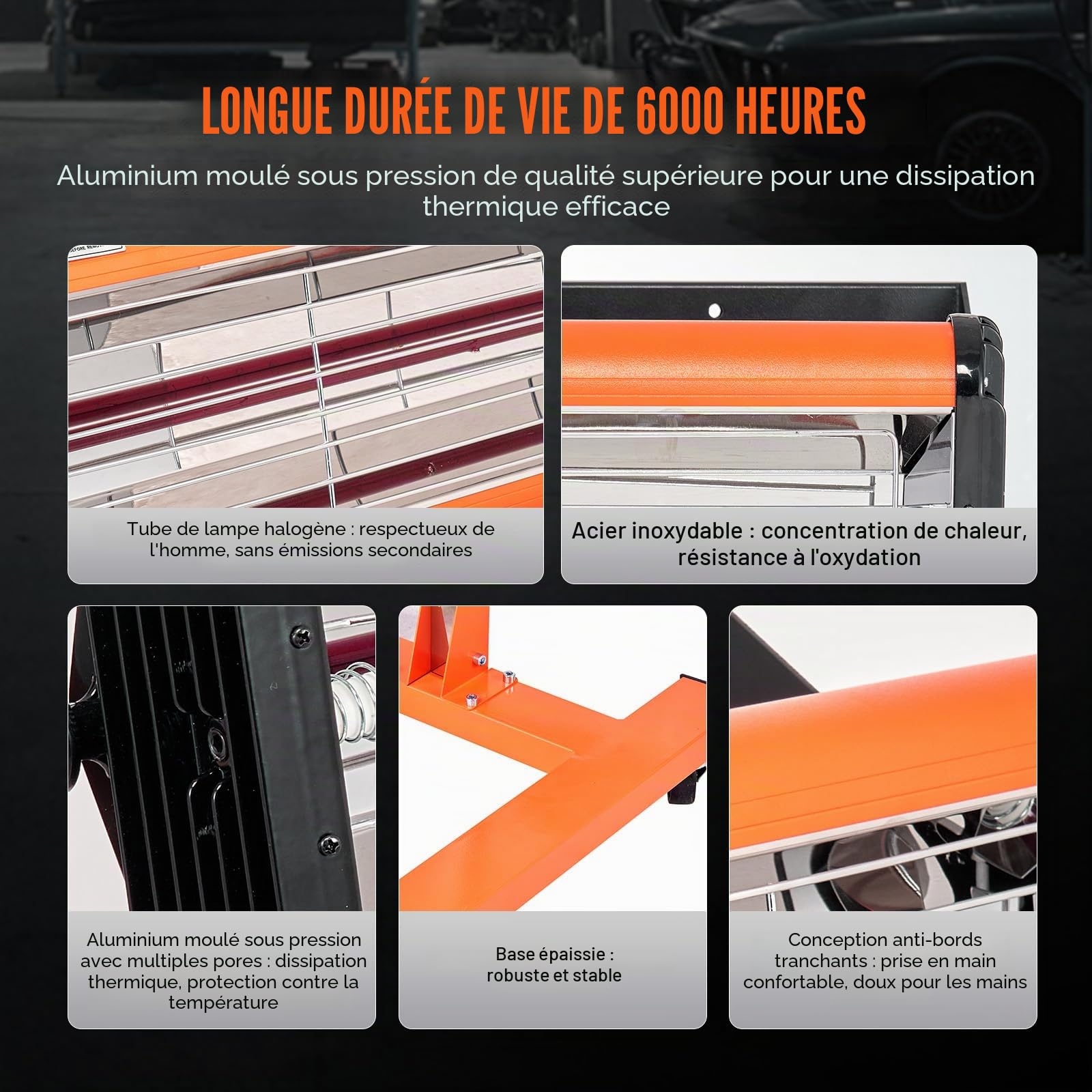 VEVOR Lampe polymérisation Infrarouge, 2200 W, séchoir Peinture Voiture avec Support, minuterie 1-60 Min, Chauffage Cabine Cuisson pulvérisation 0,48 ㎡, Lampe à polymériser pour réparation séchage