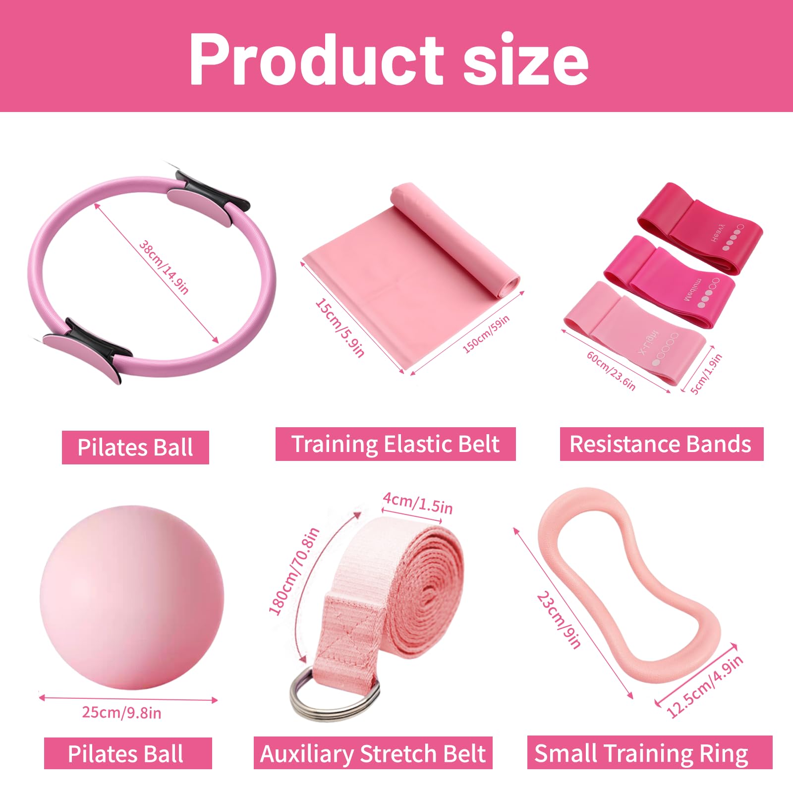 Pilates Essential Kit 8Pcs Kit Pilates Completo x Casa Set Pilates Donna Attrezzi per Domestiche per La Palestra Familiare