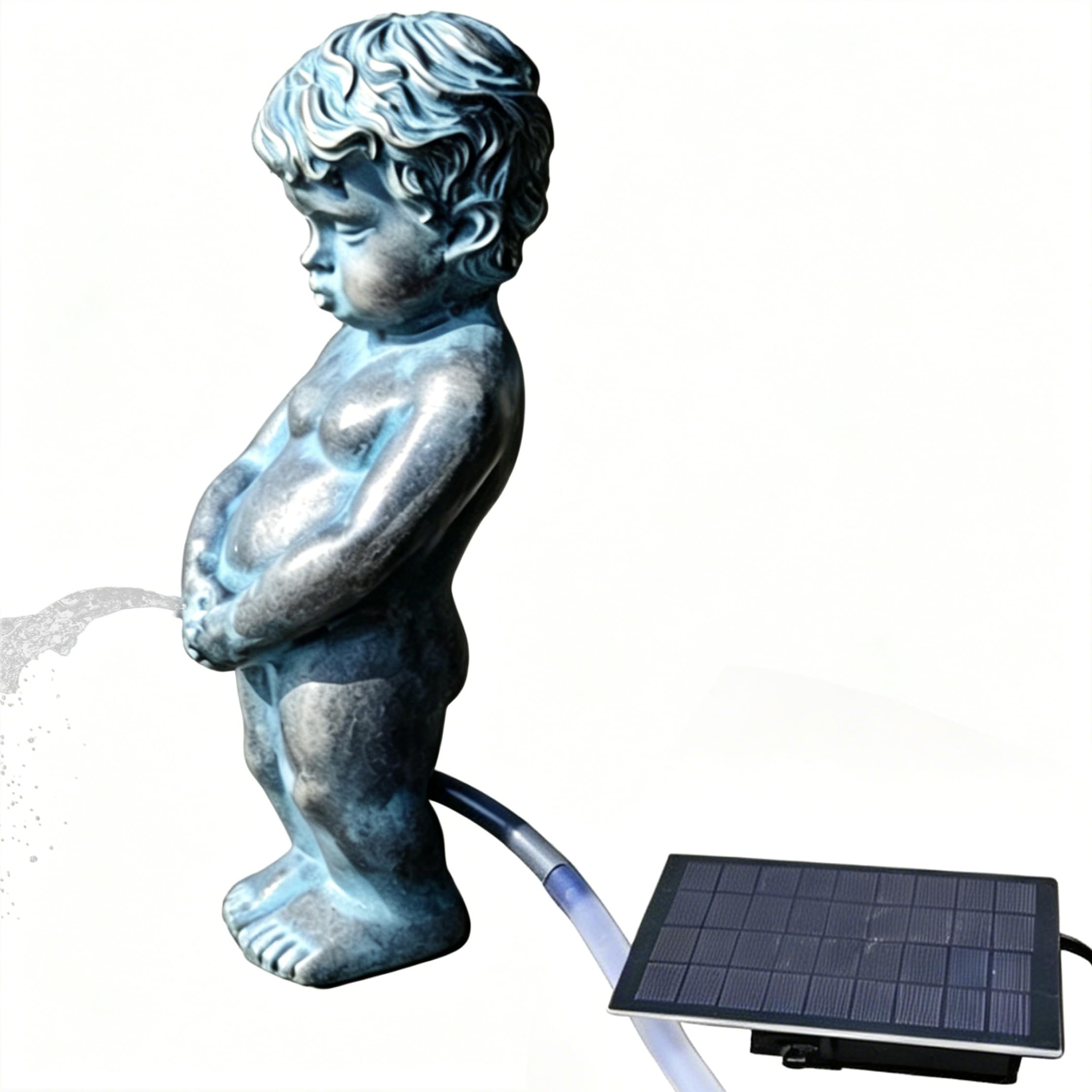 Takingup Solar Fountain, Resin Boy Pond Spitter, Solar-Powered, 4.7x4.3x12.2 Inch, for Small Ponds, Outdoor Garden Decor