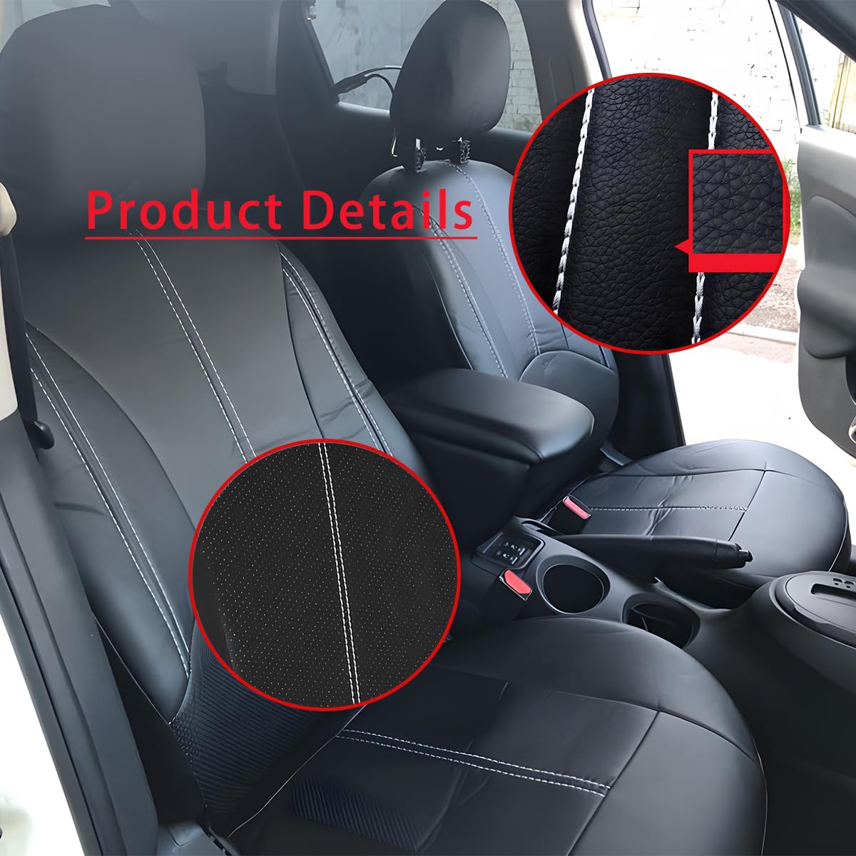JNNJ 9 Piezas Fundas Asientos Coche, Sets Fundas Asiento Cuero Delanteros Traseros, Fundas Cuero Polvo Transpirables Juego Completo Protector Asiento, Cómodo Cubreasientos Accesorios(Beige)