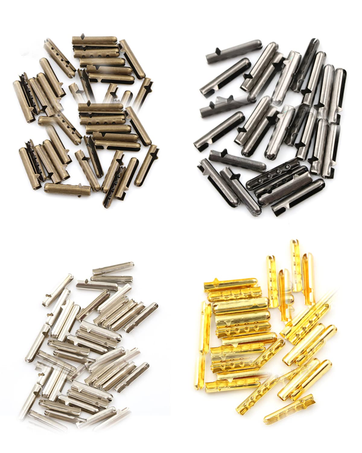 [サムコス] 靴紐 シューレース 先端 金具 80個セット 靴ひも シューレース 留め具 パーツ くつ修理 パイプ ブーツアクセサリー 靴パーツ 金属製 4色