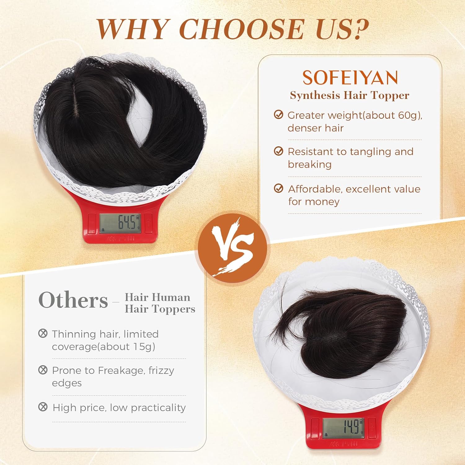 SOFEIYAN Hair Topper with Bangs, 12 Inch Straight Hair Toppers for Women with Thinning Hair, Layered Synthetic Clip-In Topper, Crown Toppers Hair Pieces for Adding Volume, Dark Brown & Medium Brown