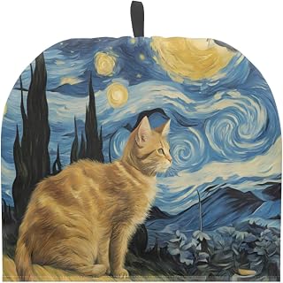 Van Gogh Starry Night Cat Lovers Artistic Painting Graphic Tea Cosy for Teapot Large Tea Cozy for Teapot British Tea Cozies for Party Wadding Tea Cosy Covers