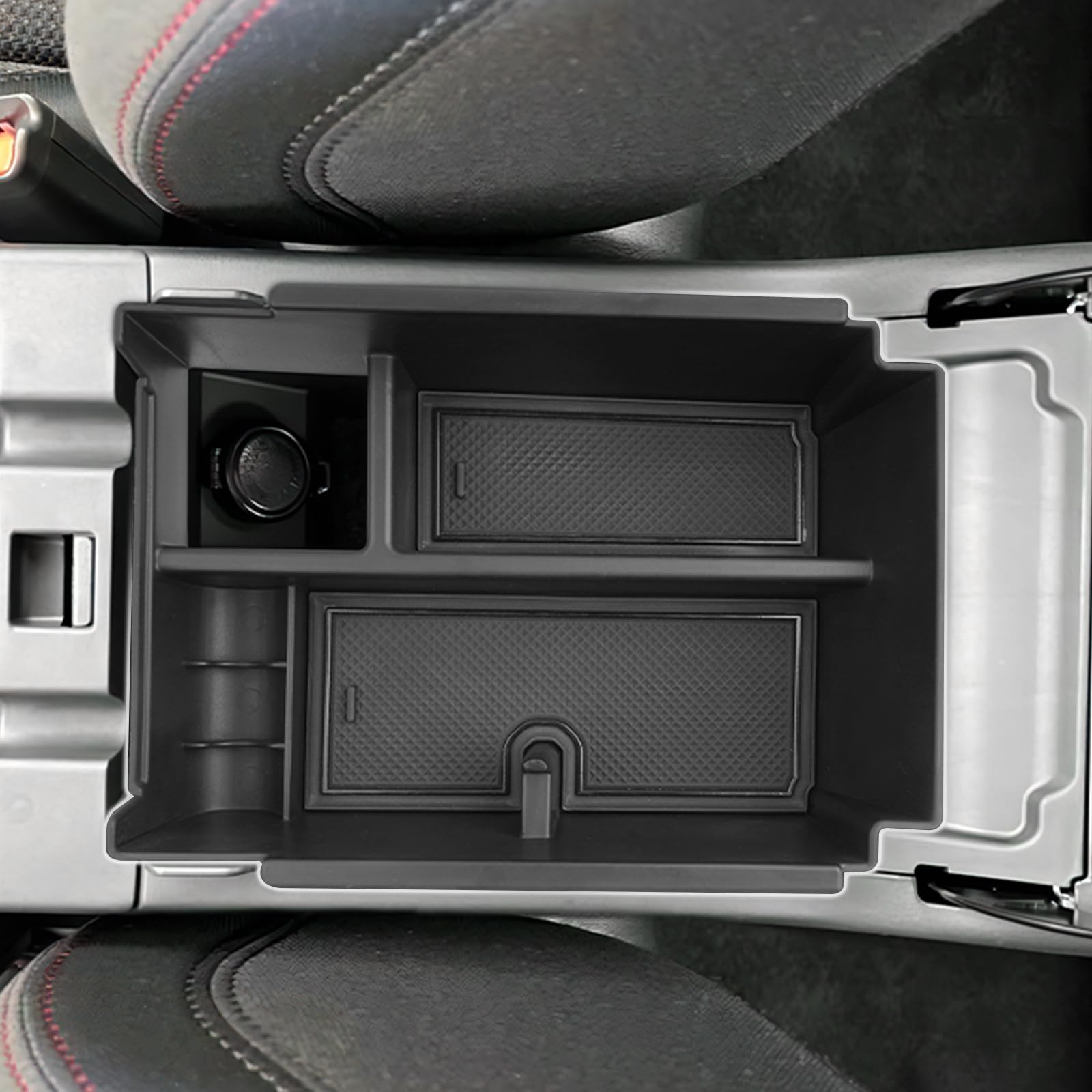 SXCY 新型 スバル WRX s4 コンソールボックス コンソールトレイ スバル sti アームレストボックス wrx sti 収納 ボックス アクセサリートレー ラバーマット付き スバル WRX アクセサリー 小物入れ インテリアパーツ