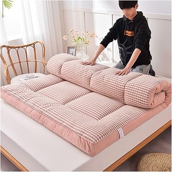 Floor Mattress Japanese Roll Up Futon Mattress Soft Foldable Mattress Thick Tatami Mat Sleeping Pad Thai Massage Bed Mattresses Easy to Store Breathable for Couch Mattress Color B, Size
