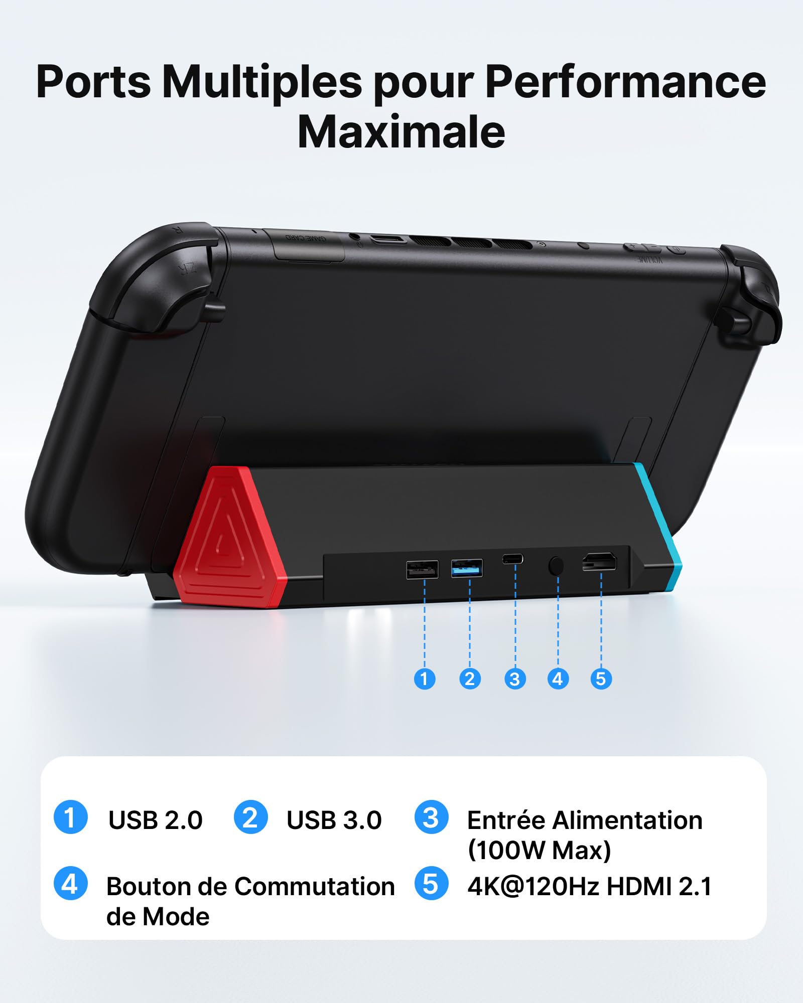 Antank Switch 2 TV Dock Compatible Uniquement avec Nintendo Switch 2 | Alliage D'aluminium Rétractable Portable Switch 2 Chargeur Station Support avec 4K@120Hz HDMI Sortie/100W Entrée/USB Port