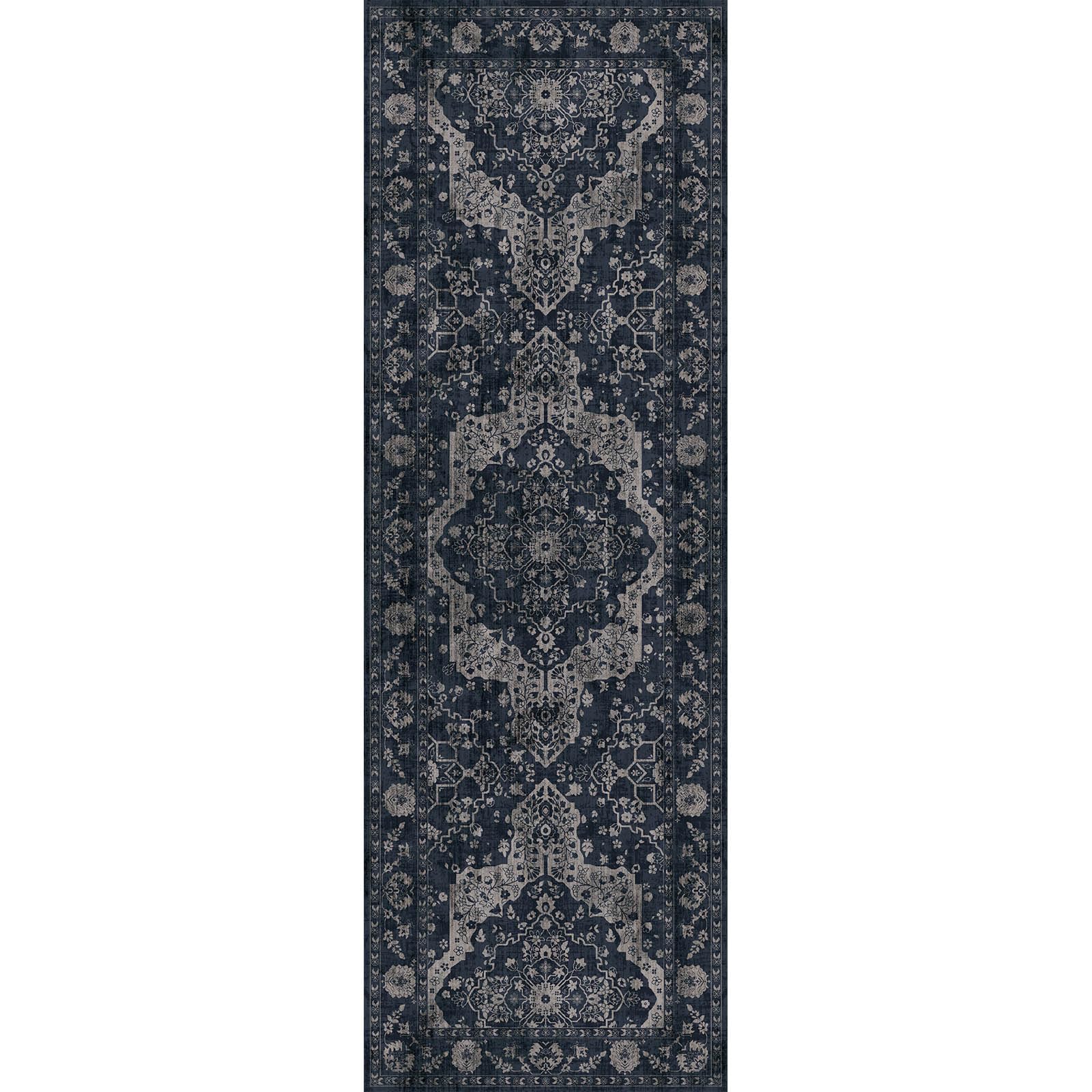 TUKDAK Vintage Runner Rugs for Hallway 60x180cm, Navy Blue Boho Non-Slip Hallway Runner Rug