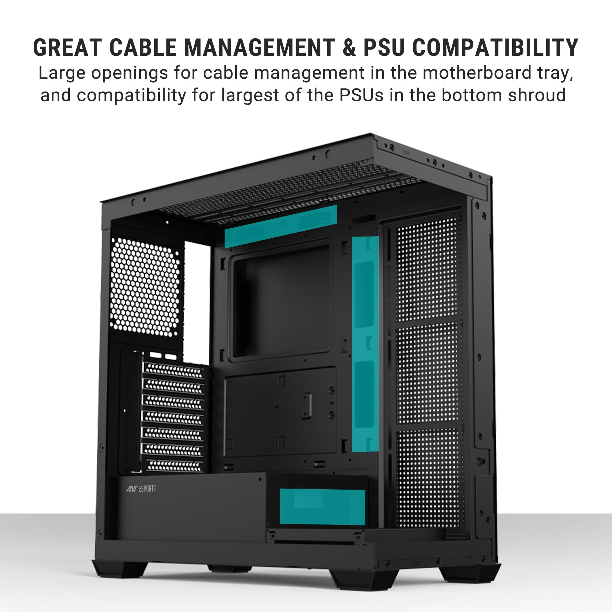 Ant Esports Crystal X7 Gaming Case - Black -7 Ant Esports Crystal X7 Gaming Case - Black -7