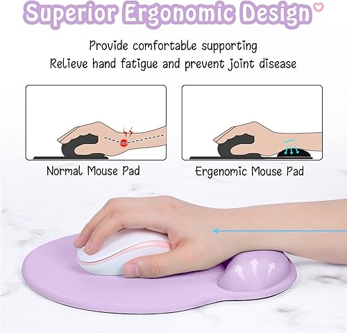 Miniatura 9 de Alfombrilla de mouse ergonómica con soporte para reposamuñecas, almohadillas de mouse de gel con base de poliuretano antideslizante, alfombrilla de