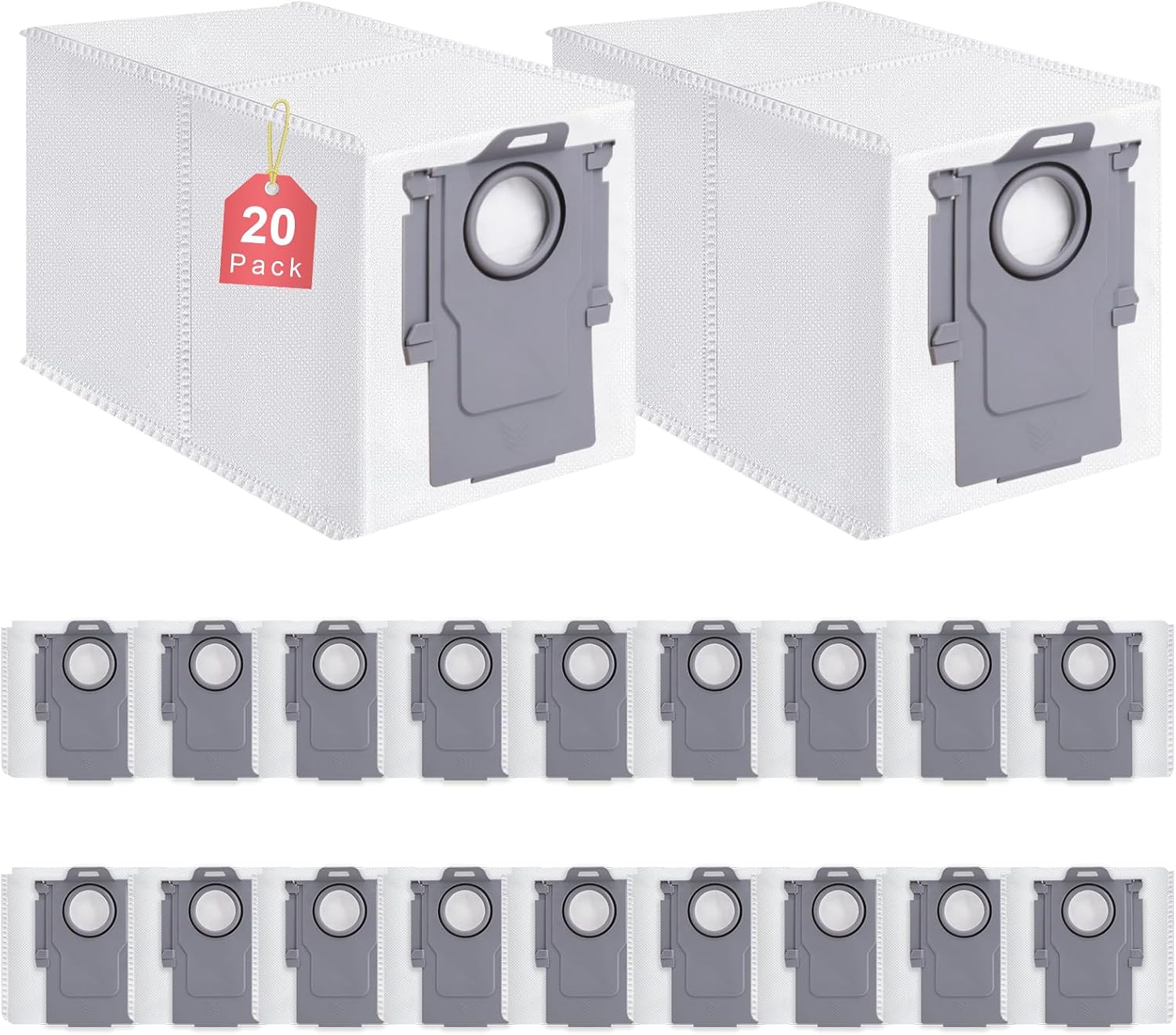 20 Pack Dust Bags for Roborock Q revo, Qrevo S, Qrevo Plus, Qrevo Master, S8 MaxV/MaxV Ultra, Saros 10/10R, Replacement Vacuum Bags for QV 35A,QV 35S, Qrevo S5V/Edge/S5X Cleaner, 3.0L Large Capacity