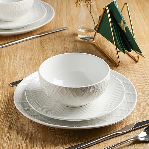 Miniatura 6 de Sureasy - Platos de ensalada, platos pequeños de postre de 8.5 pulgadas, platos de cerámica en relieve para aperitivos, aperitivos, platos de