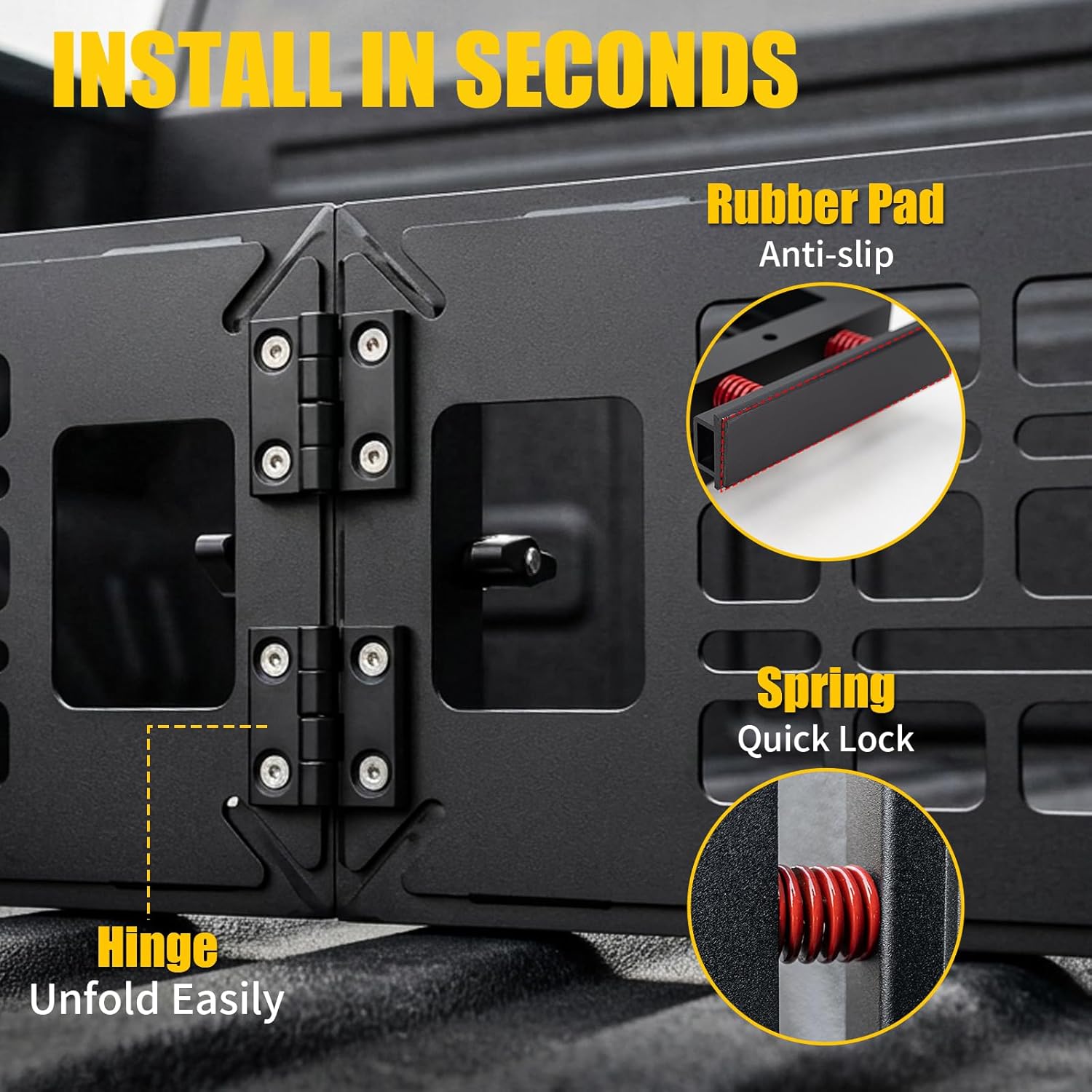 Truck Bed Divider Compatible with 2015-2026 F150 2024-2025 F150 Lightning Cargo Divider Trunk Organizer Aluminum Alloy Luggage Divider Replacement with Molle Panel for 2025 F-150 Accessories