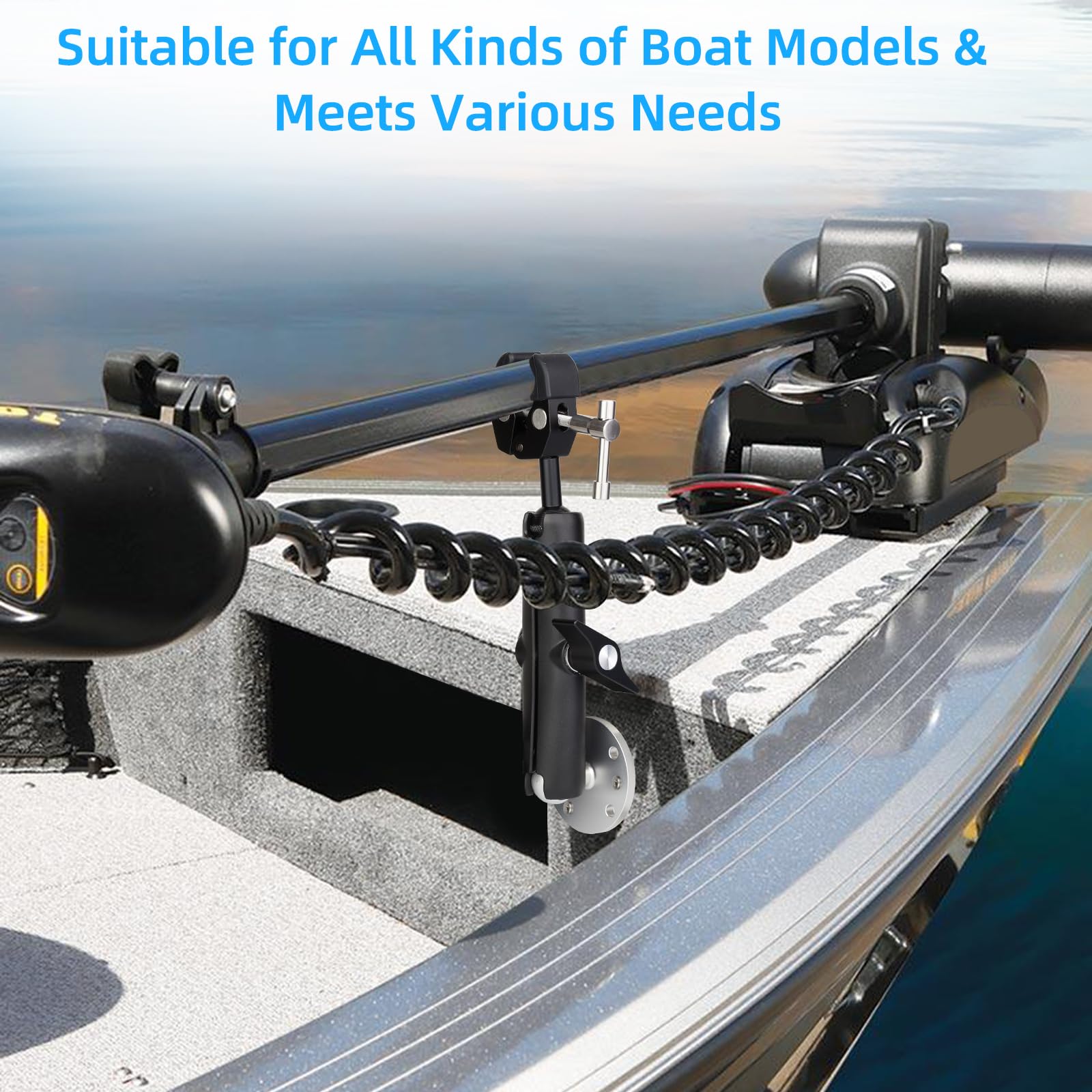 Trolling-Motor-Stabilisator-Halterung für Minn Kota Terrova/Riptide Terrova/Ulterra/PowerDrive, robuste Krallen-Schleppmotorwelle sicher und reduziert Vibrationen, 360° verstellbar, passend für bis zu