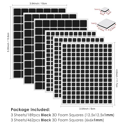 Miniatura 2 de Juego de 6 cuadrados de espuma adhesiva de doble cara 3D de 2 tamaños para hacer tarjetas, adhesivos dimensionales adhesivos adhesivos permanentes