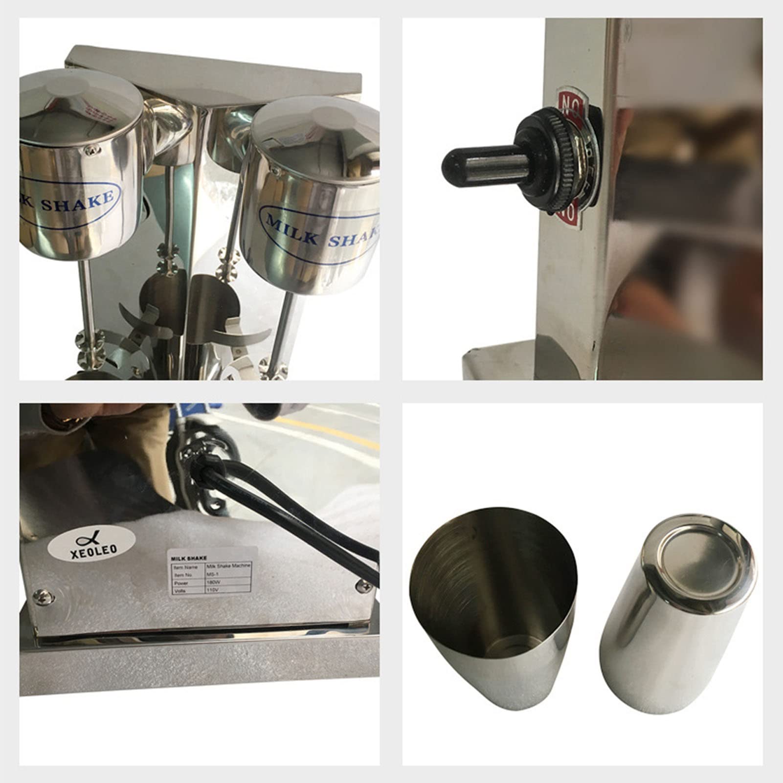 PAHION Machine De Créateur De Milkshake Double Shaker Mélangeur À Lait Électrique Professionnel 2 Vitesses Acier Inoxydable Mélangeur De Boissons De Smoothie Lait Shaker Protéique 18000 TR/Min 750 ML