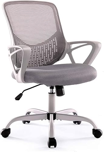 Miniatura 8 de Silla de oficina, silla ergonómica de escritorio para el hogar, silla de malla con respaldo medio, silla giratoria para computadora con soporte