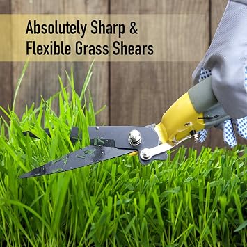 JARDINEER Sharp Grass Shears, Grass Clippers Handheld, Manual Grass Cutter Edging Shears for Lawn Garden